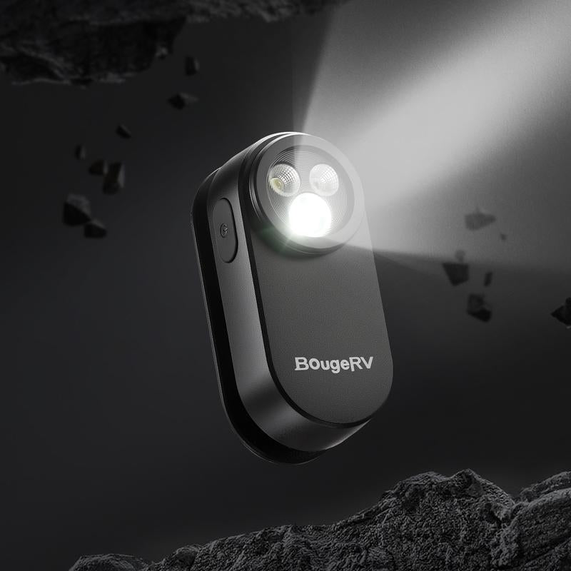 Bougerv Pocket Flashlights, Portable Clip Light, Bright 500 Lumens Mini Flashlight with 5 Modes, USB-C 600Mah Rechargeable, Magnetic Keychain Flash Light for Daily, Outdoor, Home, Work, Camping, Emergencies