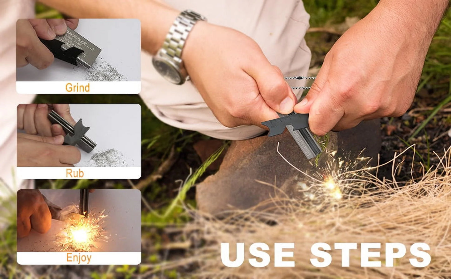 Waterproof Fire Starter Kit – 4-Pack Magnesium Flint Tools