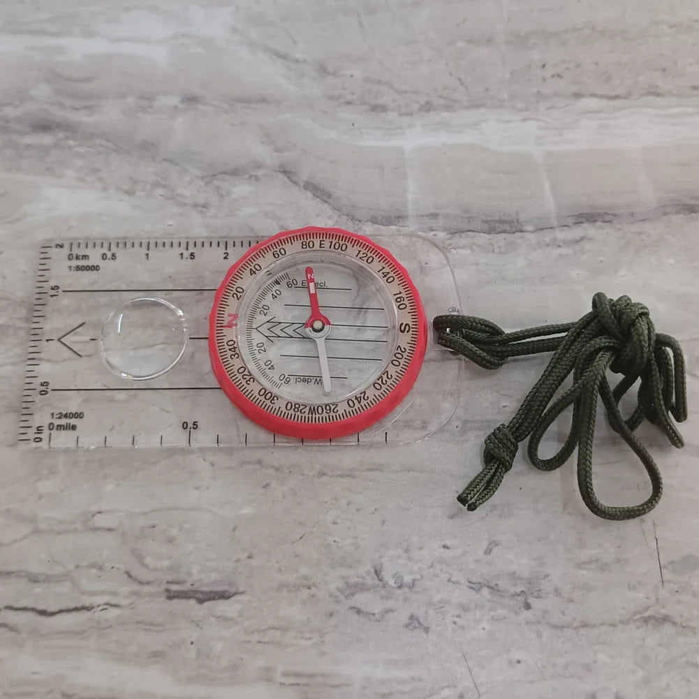 Luminous Compass High Accuracy Waterproof Adventure Warehouse Compass Multifunctional Outdoor with Magnifier for Hiking Survival
