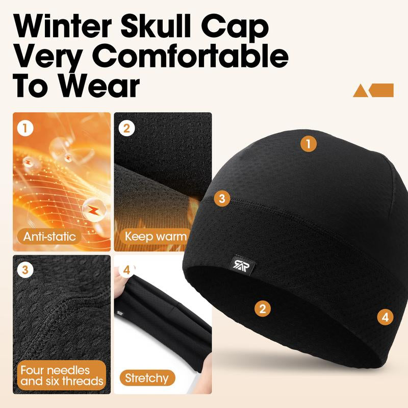 Men’s Breathable Thermal Skull Cap – Windproof Cycling Beanie & Do-Rag Liner for Helmets, Running, and Sports, All-Season Comfort