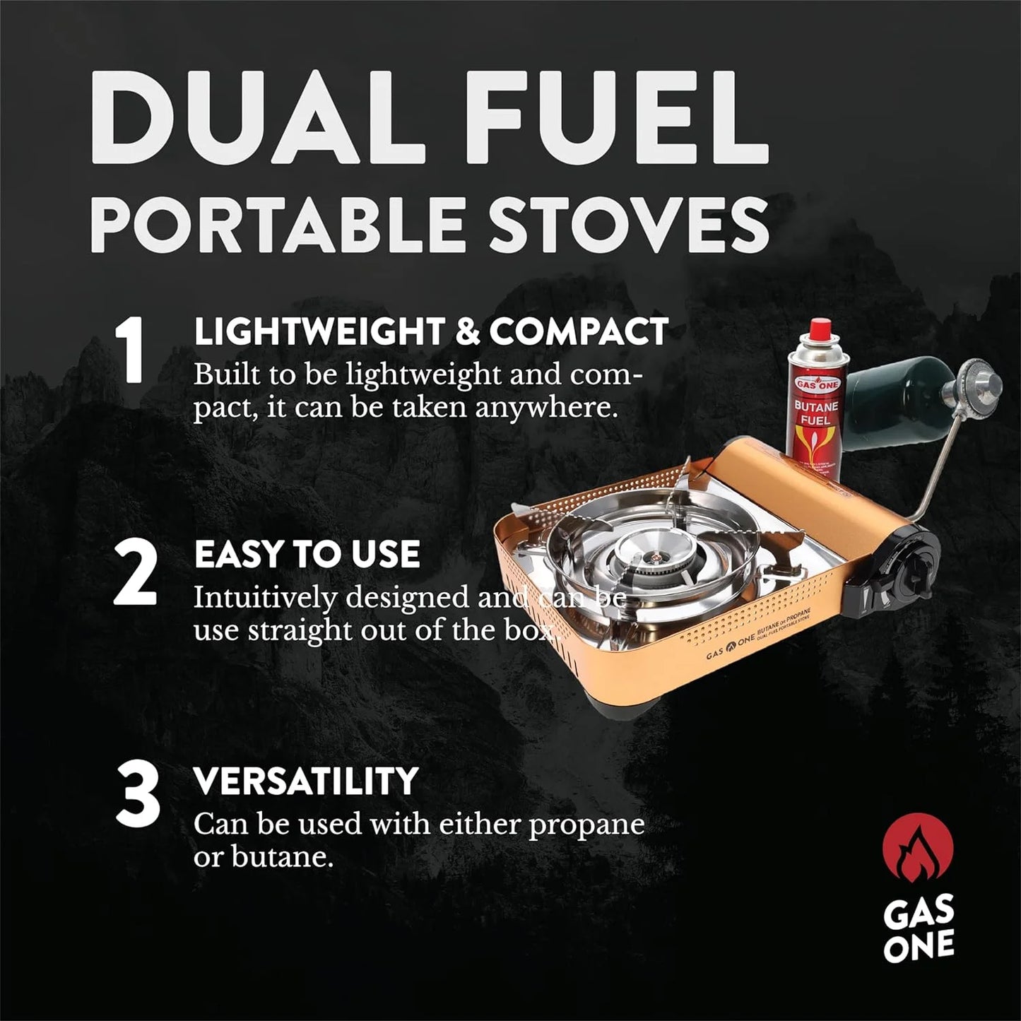 GS-4000P 1-Burner 120,000 BTU Propane or Butane Outdoor Stove with Carrying Case