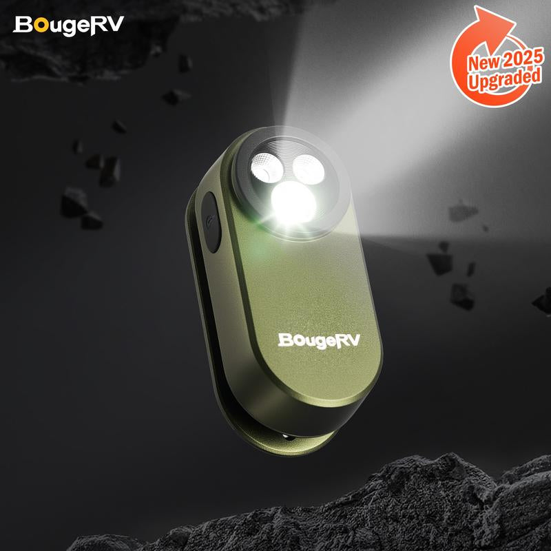 Bougerv Pocket Flashlights, Portable Clip Light, Bright 500 Lumens Mini Flashlight with 5 Modes, USB-C 600Mah Rechargeable, Magnetic Keychain Flash Light for Daily, Outdoor, Home, Work, Camping, Emergencies