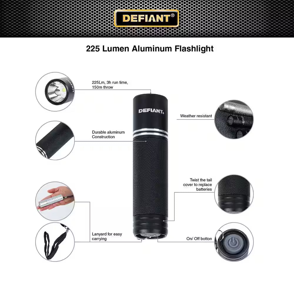 225 Lumens Aluminum Flashlight (3-Pack)