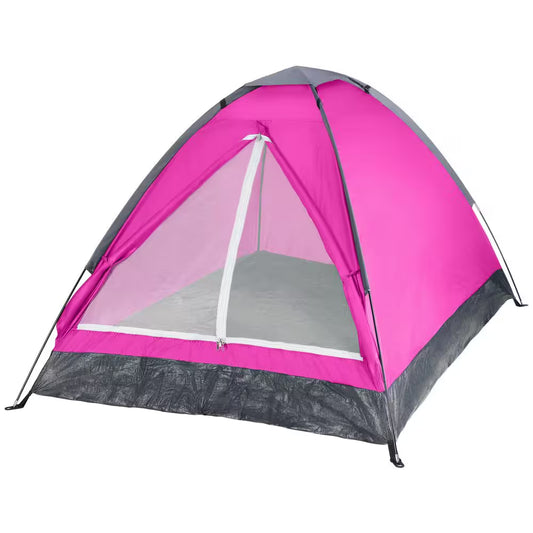 2-Person Pink Dome Tent with Carry Bag