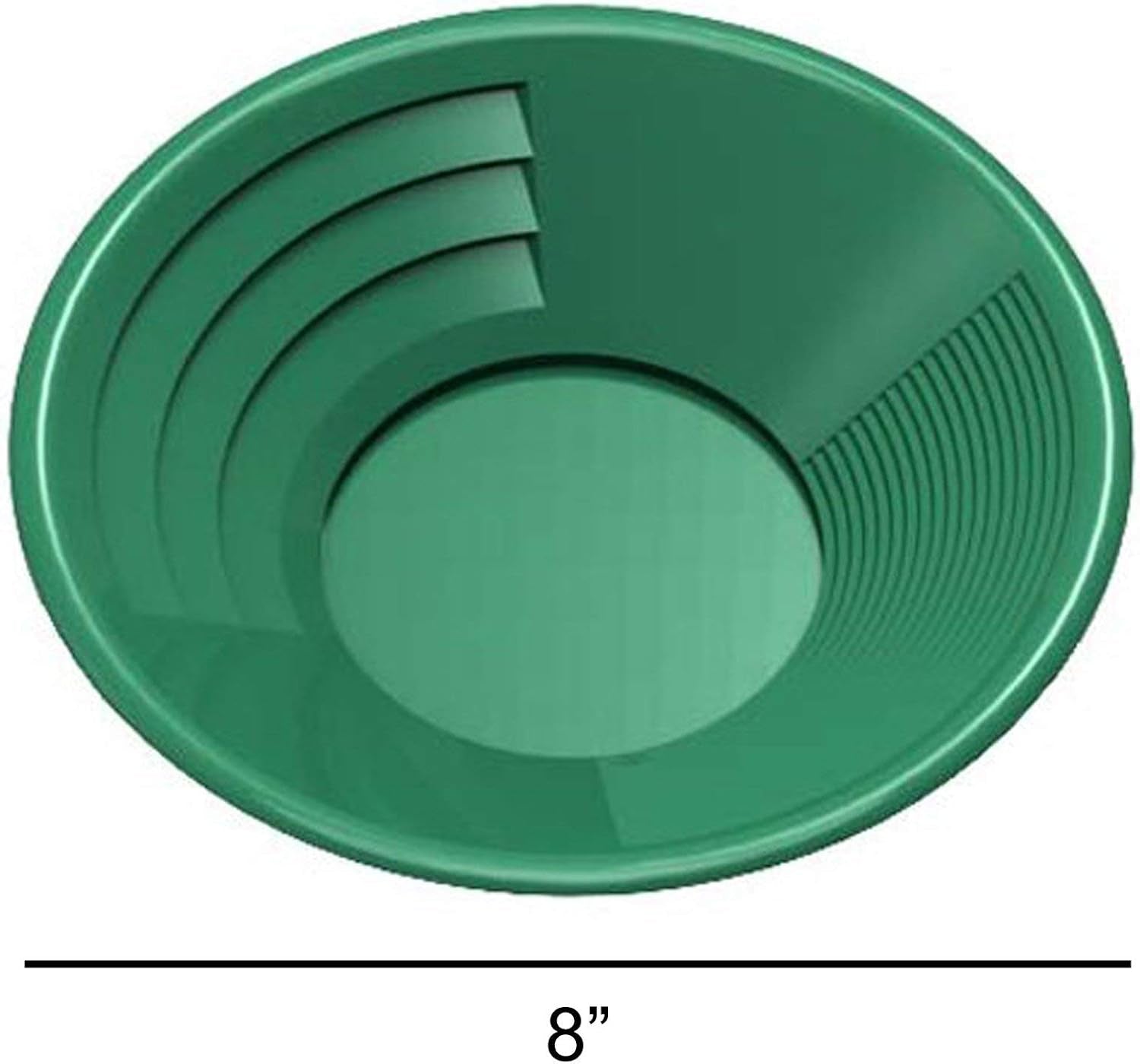 8 Inch Gold Pan with Dual Riffles for Gold Prospecting, Green