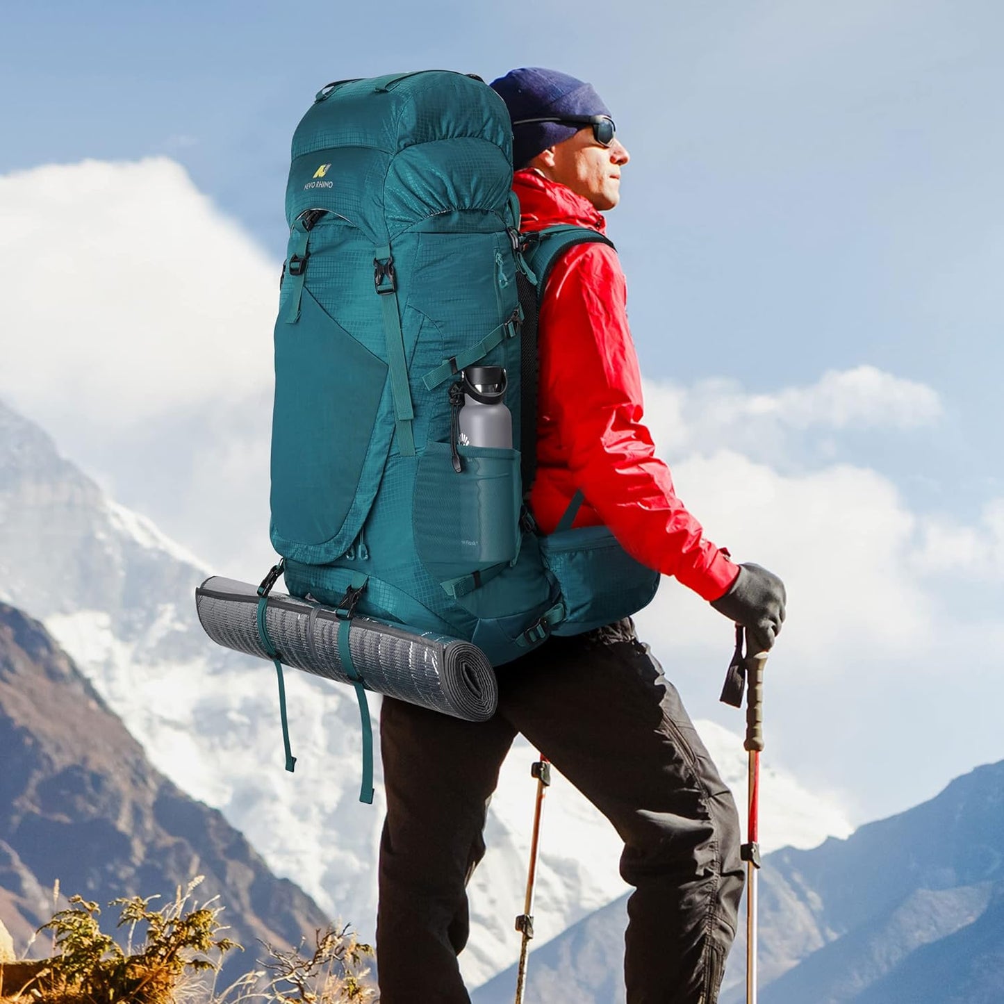 Internal Frame Hiking Backpack 50/60/65/70/80L, Mountain Climbing Camping Backpack Daypack Waterproof Rain Cover