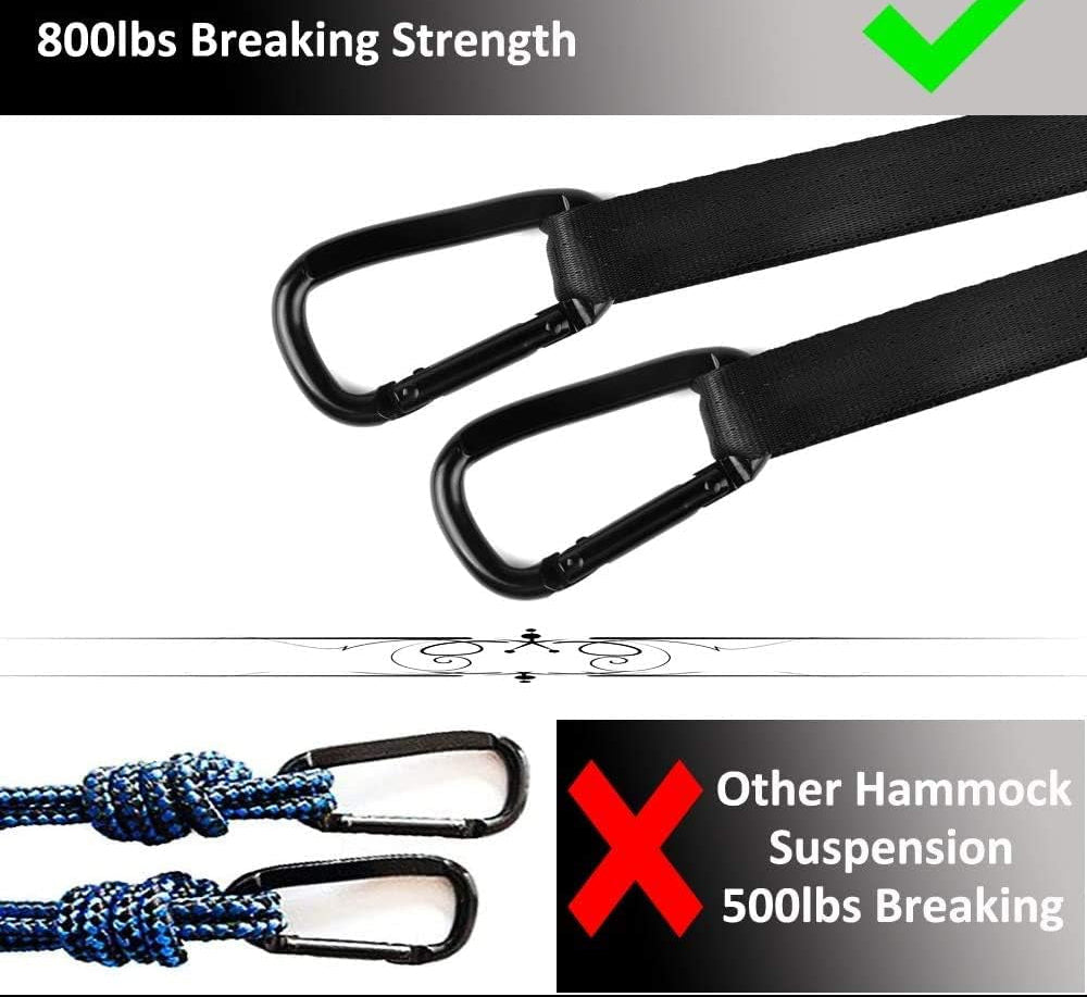 Camping Hammock, Double & Single Parachute Hammock with Ropes, USA Brand Lightweight Portable Mens Womens Kids, Camping Accessories Gear (Black and Gray, 2 Person)