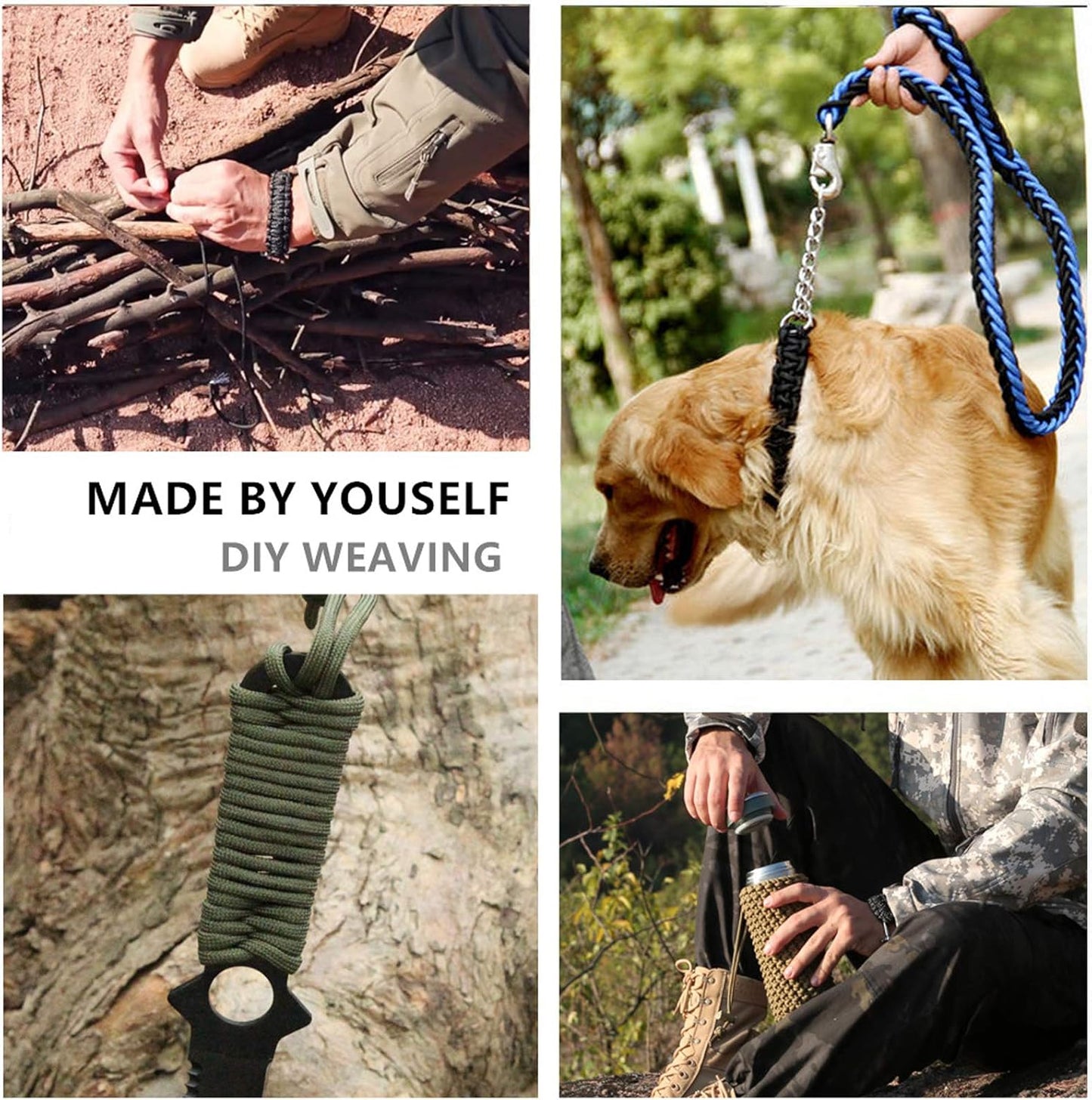 Paracord 9 Core 550 Parachute Cord Camping Rope 100FT (Army Green, 100Feet)