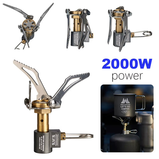 Folding Camping Stove Camping Stove Stand Burner Lightweight Mini Gas Stove Portable Survival Furnace for Outdoor Cooking