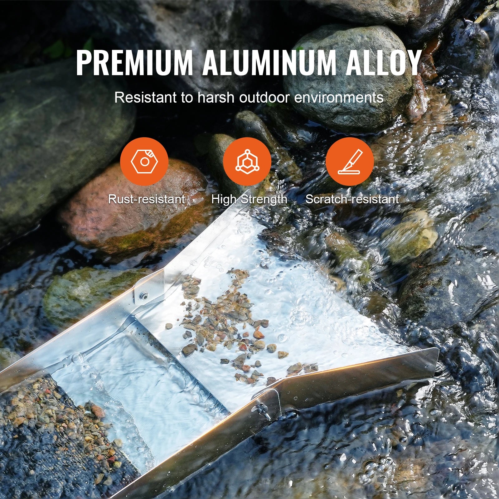 50" 12" Complete Sluice Box Gold Panning Kit Aluminum Alloy Gold Mining Equipment 23/16 PCS Gold Prospecting Kit