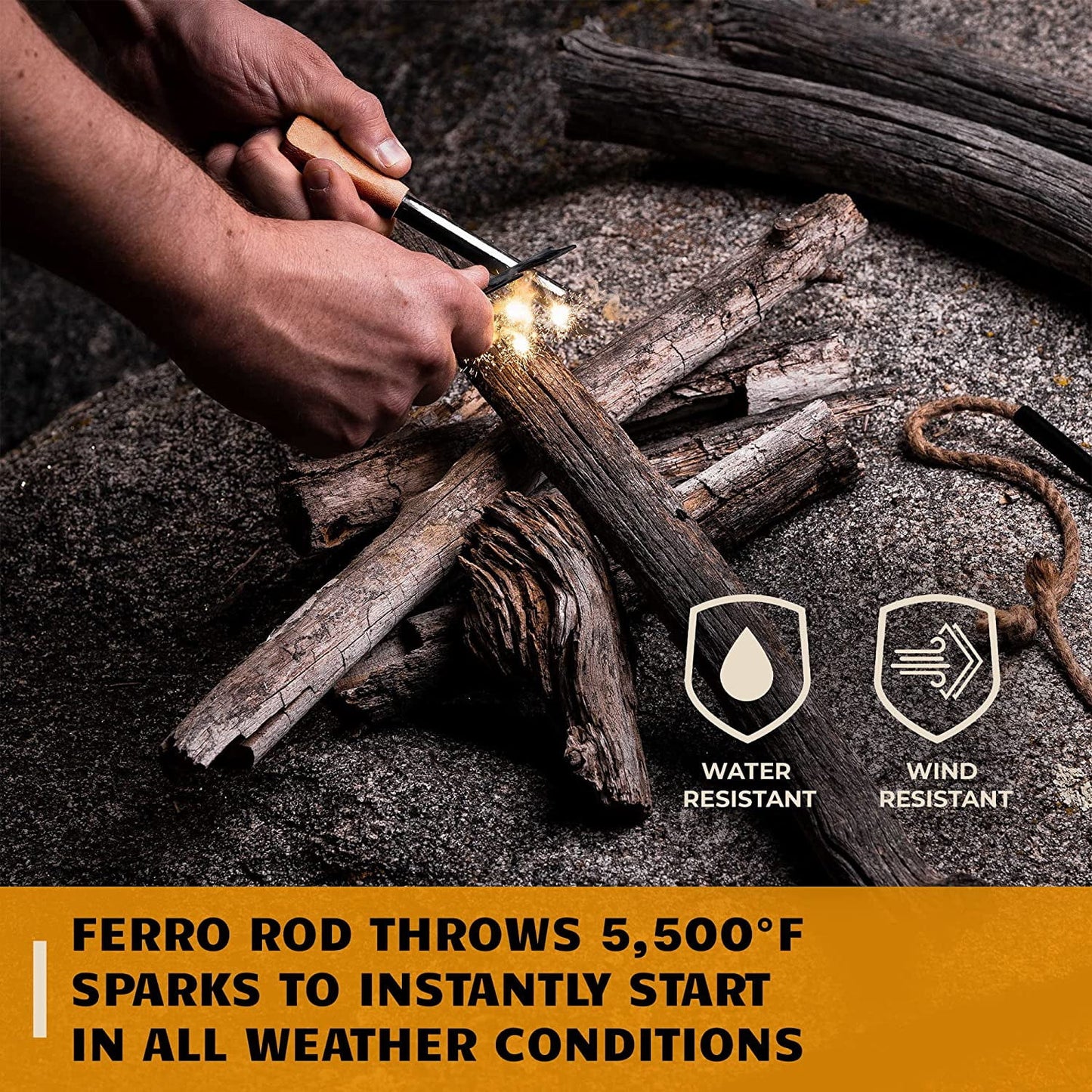 Premium Magnesium Ferro Rod Fire Starter