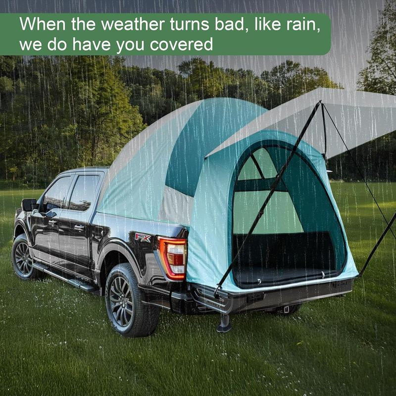 Pickup Truck Bed Tent, 5.5~6.5FT Double Layer Waterproof Camping Tent with Awning, 2-Person Capacity, 190T Polyester