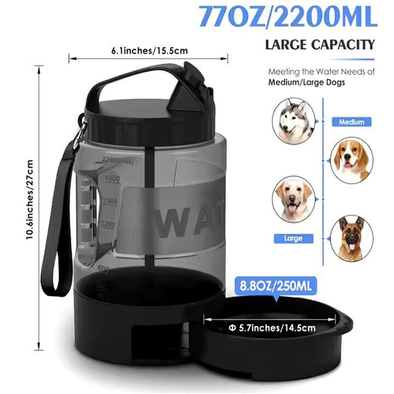 Large Capacity 2.2L Pet Travel Water Bottle Outdoor Portable Water Dispenser for Walking Hiking Pet Supplies Slobber Stopper Water Smart