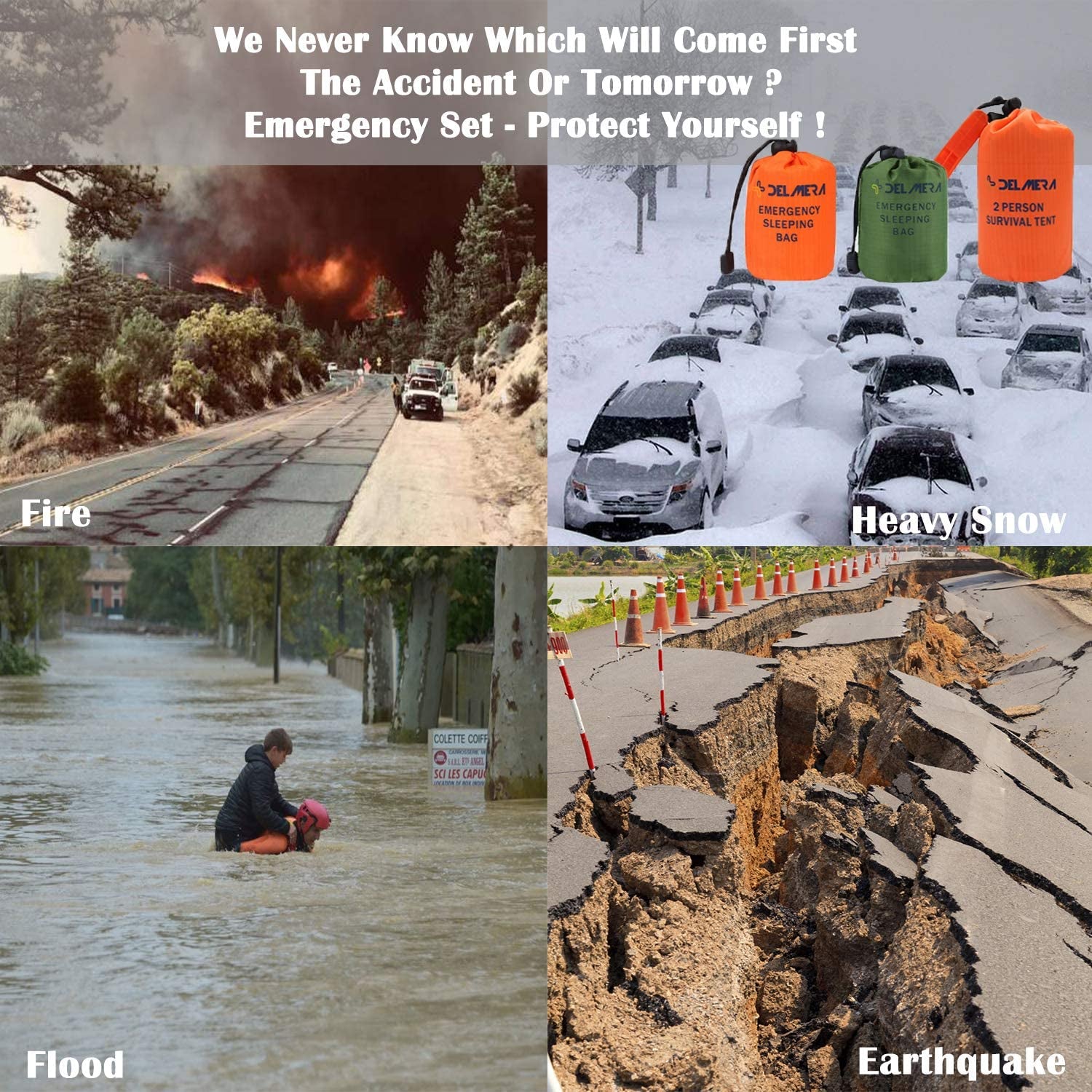 Emergency Sleeping Bag, Lightweight Survival Sleeping Bags Waterproof Thermal Emergency Blanket, Bivy Sack Survival Gear for Outdoor Adventure, Camping, Hiking, Orange, Green