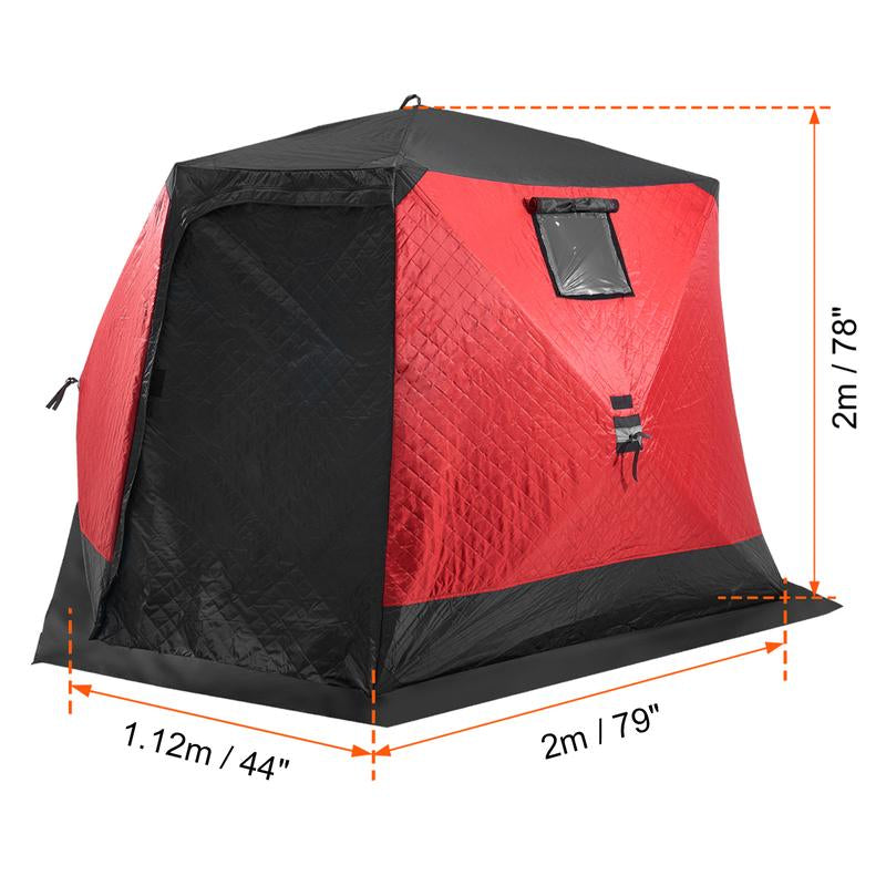 VEVOR Portable Ice Shelter, 4-6 Person Insulated Pop-Up Ice Fishing Tent, 50 Square Feet Fishable Area, Thermal Ice Shanty for Winter Fishing, Ice Cube with Anchors, Ropes, Carrying Bag, 130"X130"