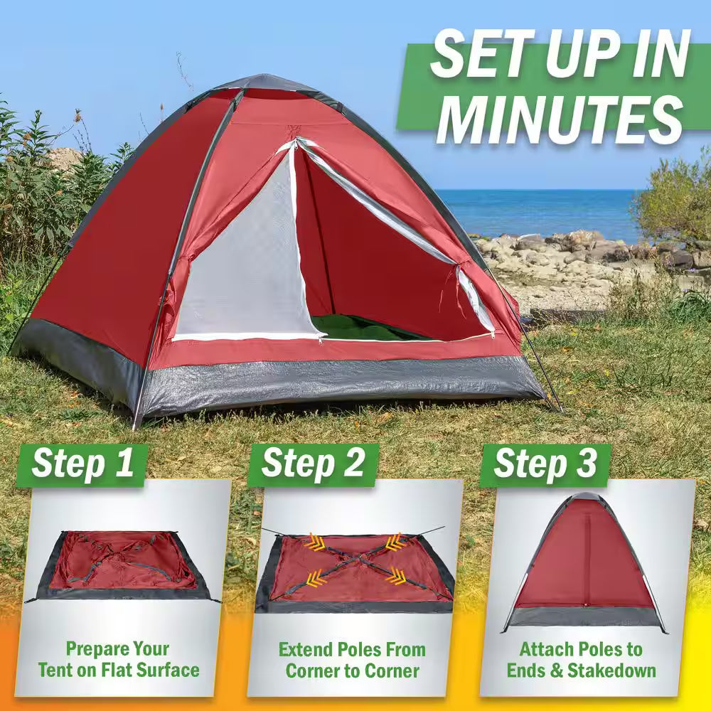 2-Person Brick Red Happy Camper Tent