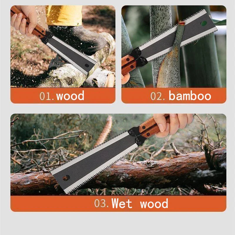 Multifunctional Folding Butterfly Saw Household Small Hand-Held Logging Saw Woodworking Tool Saw Double-Sided Grinding Hand Saw