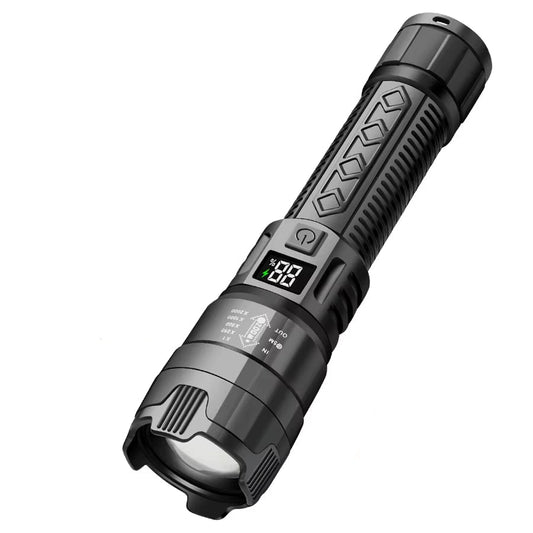 High Strong Power Led Flashlights 2000LM Tactical Torch with Display Light USB Charging Camping Fishing Emergency Zoom Lantern
