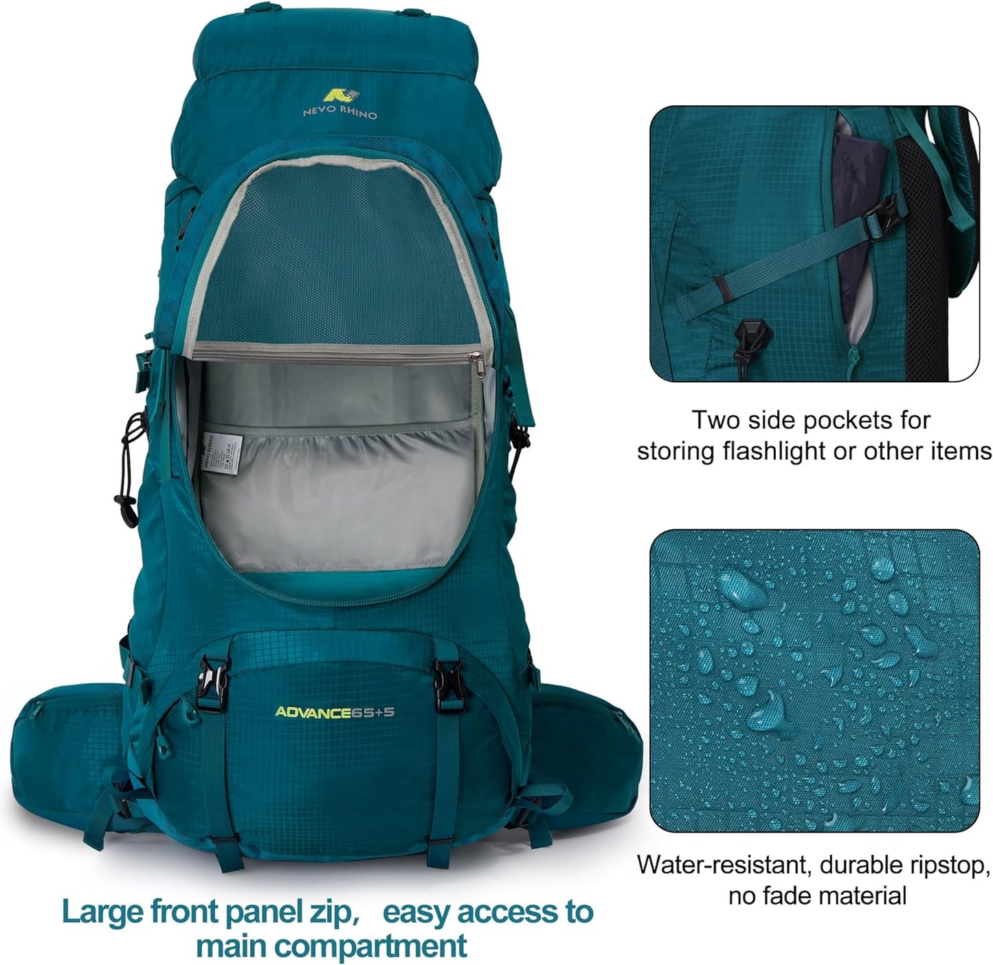 Internal Frame Hiking Backpack 50/60/65/70/80L, Mountain Climbing Camping Backpack Daypack Waterproof Rain Cover