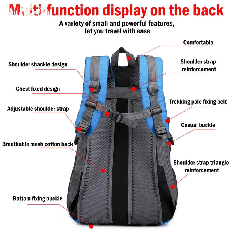 40L Men Women Travel Backpack Rucksack Camping Laptop Hiking School Book Bag USA