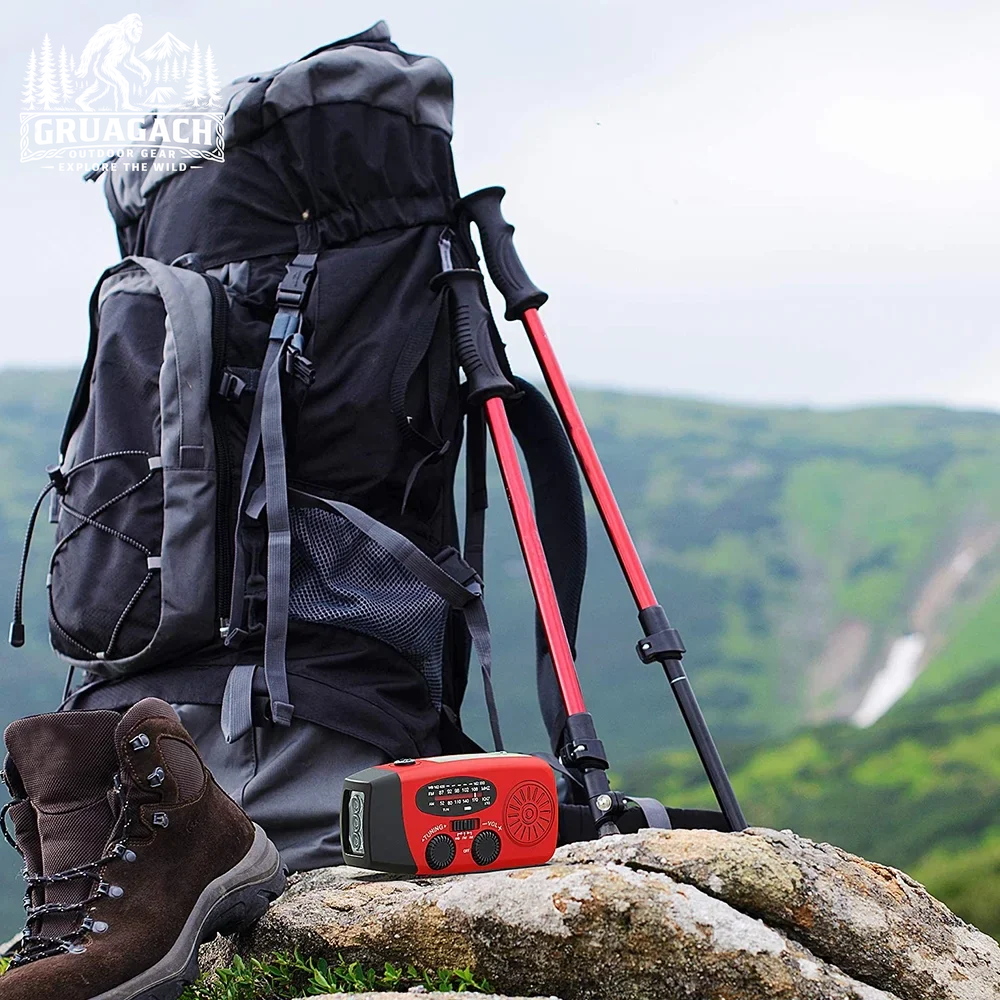 Emergency Radio Crank Solar Hand Weather 1000Mah Power Bank Charger Flash Light