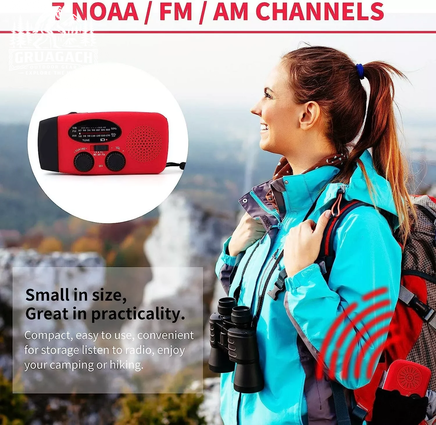 Emergency Radio Crank Solar Hand Weather 1000Mah Power Bank Charger Flash Light