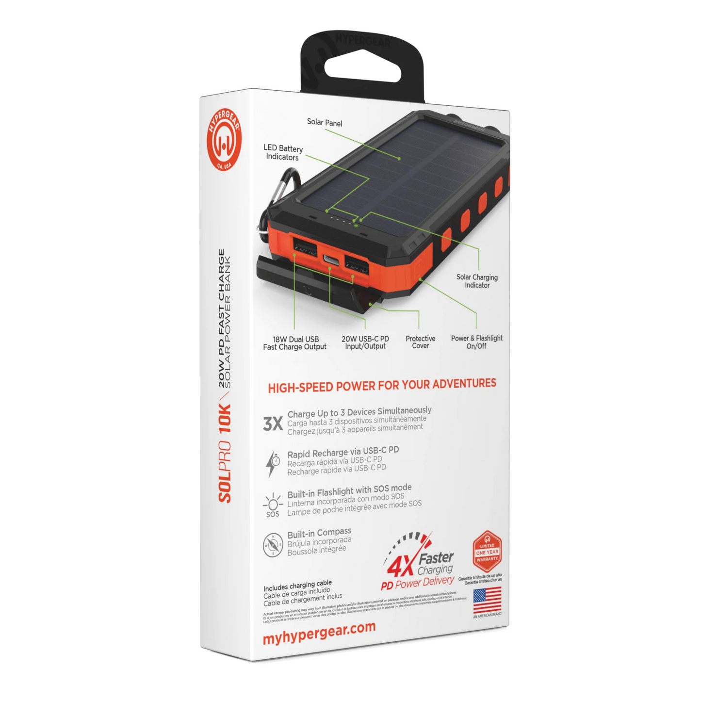Hypergear Solpro 10K Fast Charge Solar 10000Mah PD Power Bank